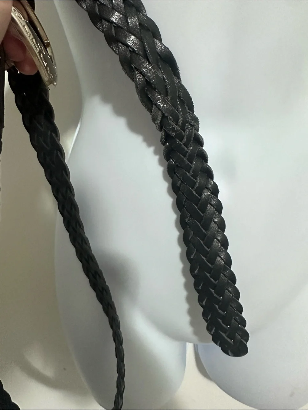 Genuine Leather Braided Woven Belt – Black Western Silver Buckle